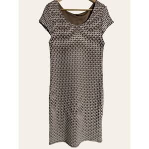 Sharagano Brown White Textured Sheath Dress Size 16